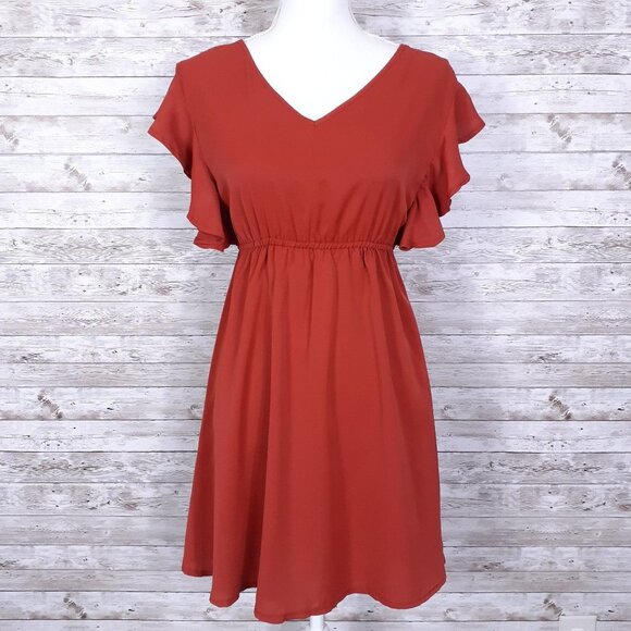 Cinnie Dresses & Skirts - Cinnie Womens Dress S Plunge Tie Back Burnt Orange 161